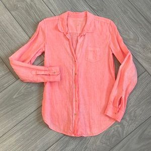 Lilly Pulitzer Peach Linen Blouse Top Size Small